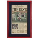 framed "The Best" Globe Newspaper Cover