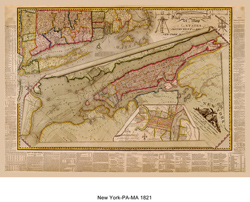 1821 map of New York, Massachusetts and Pennsylvania | Frame It Waban Gallery