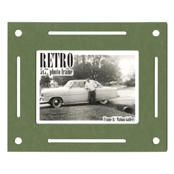 Retro Frame rear panel - green morse 5x7 inch tabletop picture frame from Frame It / Waban Gallery in Newton, Massachusetts