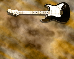 Guitar on gold foggy background image