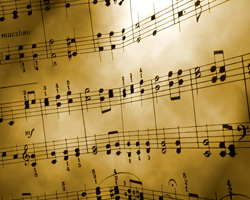 Gold sheet music background image