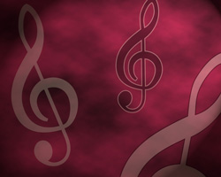 Red Treble Clefs musical background image