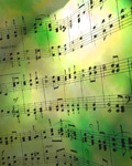 Green sheet music background image