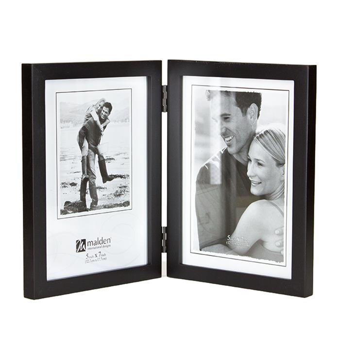 Malden international 5x7 Black Wood Vertical Hinged Double ready made frame - style 6416-57DV | Frame It/ Waban Gallery