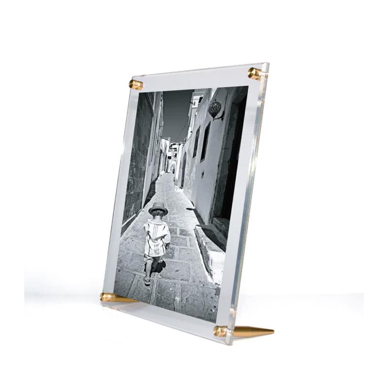 Wexel Art 10"x12" Tabletop Double-Panel Acrylic Picture Frame for 8x10" Images with gold posts - style TBL1012G