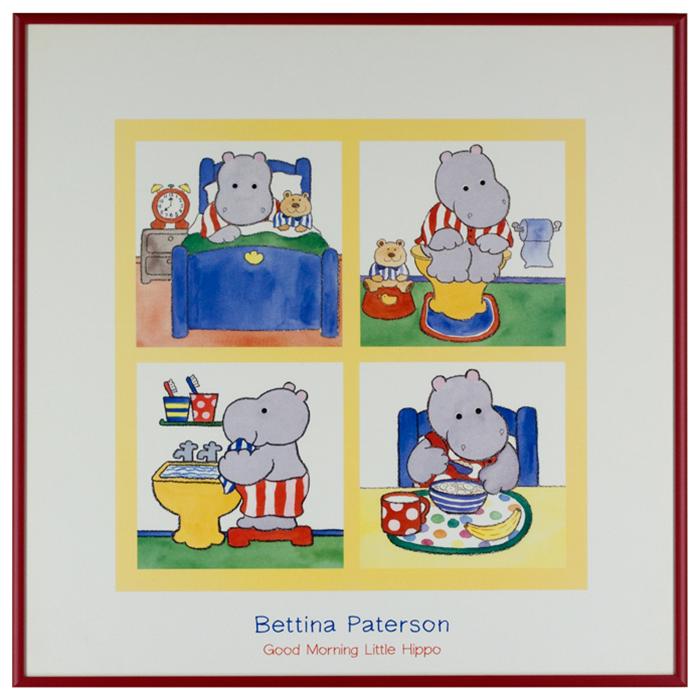 framed artwork "Good Morning Little Hippo" by Bettina Paterson