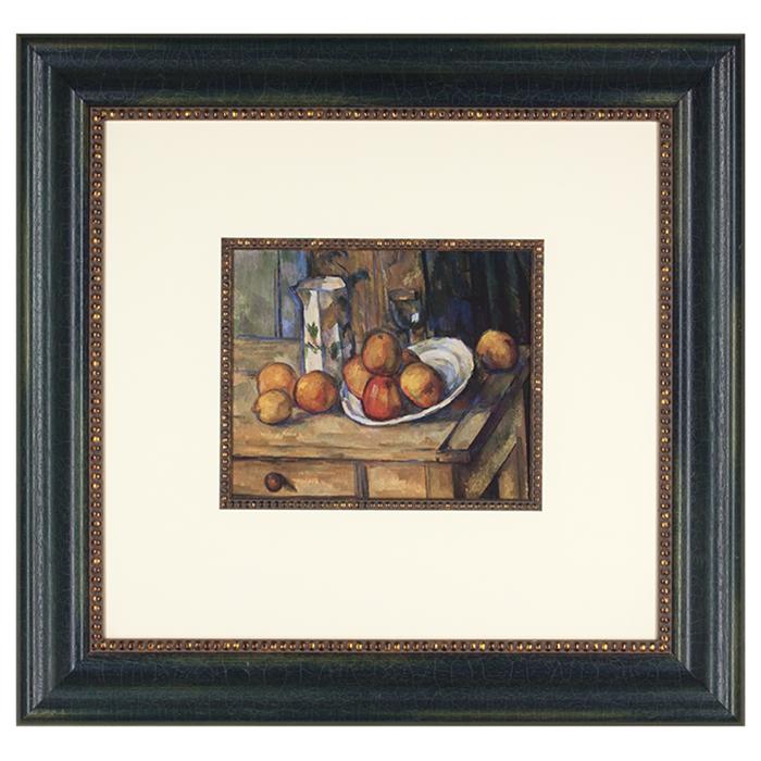 framed artwork Kettle, Glass and Fruit by Paul Cezanne