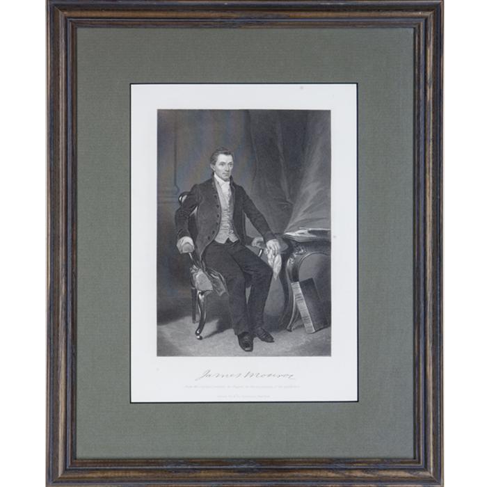 Framed Etching of James Monroe by Alonzo Chappel