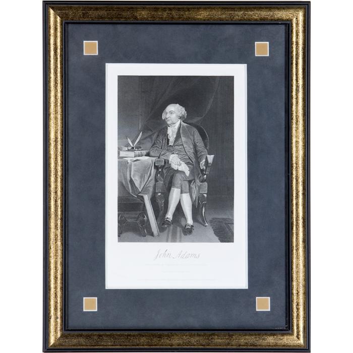 Framed etching of John Adams  by Alonzo Chappel