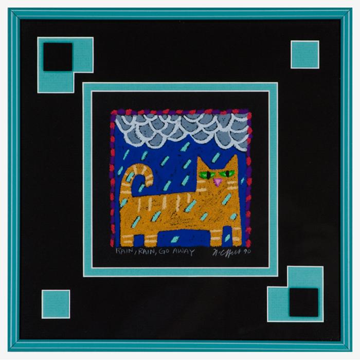 framed artwork "Rain, Rain, Go Away" by Nancy Coffelt