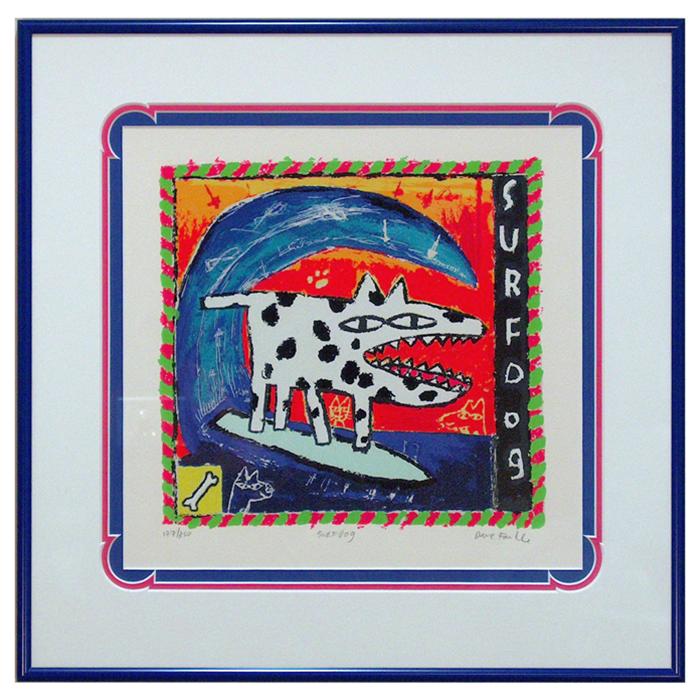 framed artwork surf dog artwork by dave faville