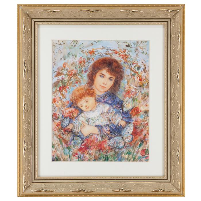 framed artwork Elain and Zena in the Garden by Edna Hibel