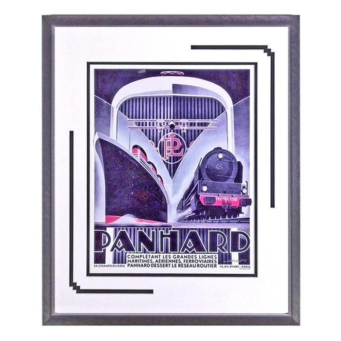 framed Panhard car advertising poster