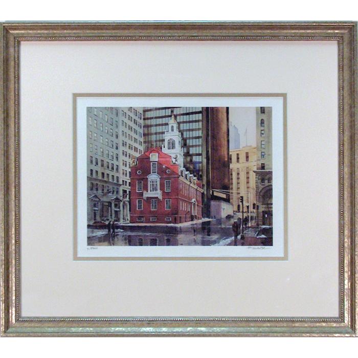 framed artwork Old State House by Frederick Kubitz