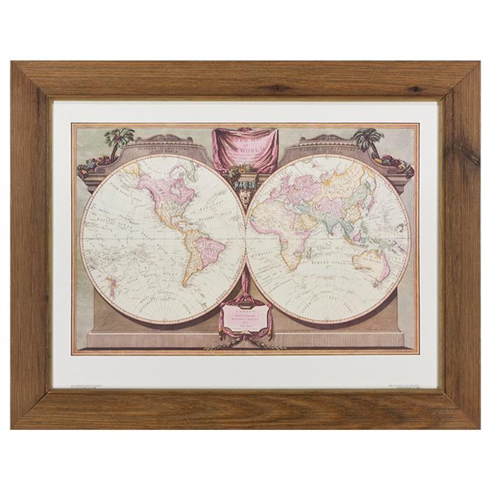 framed Reproduction Map of the World