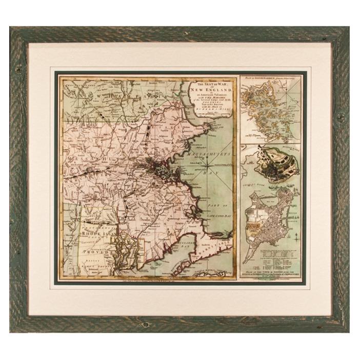 Framed Reproduction Map of New England USA from 1775 | Frame It Waban Gallery