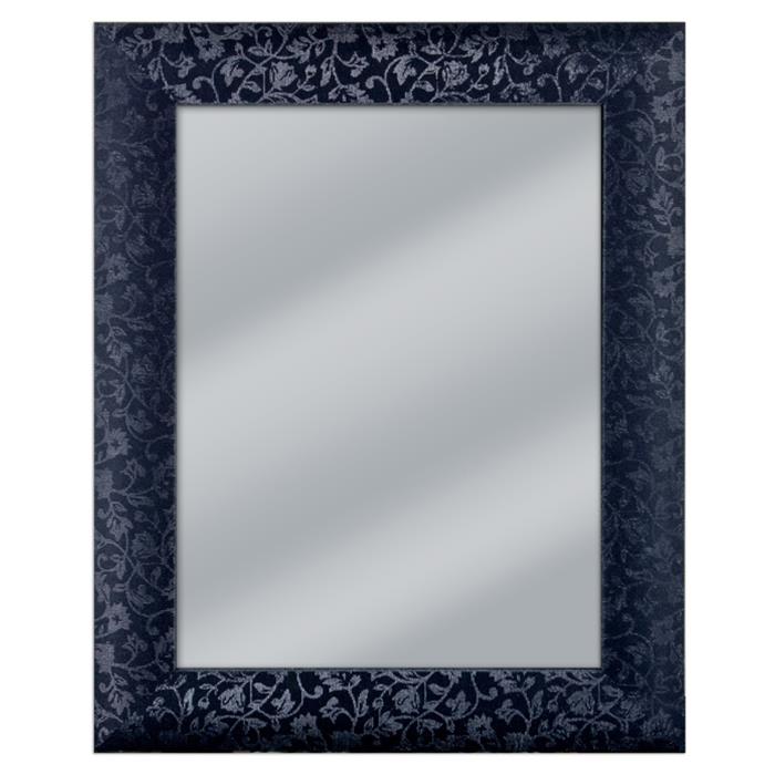 Framed Mirror in a 3 3/8 Wide Blue Damask Fabric Wrapped Wood Frame - Size 24x30 | Frame It Waban Gallery