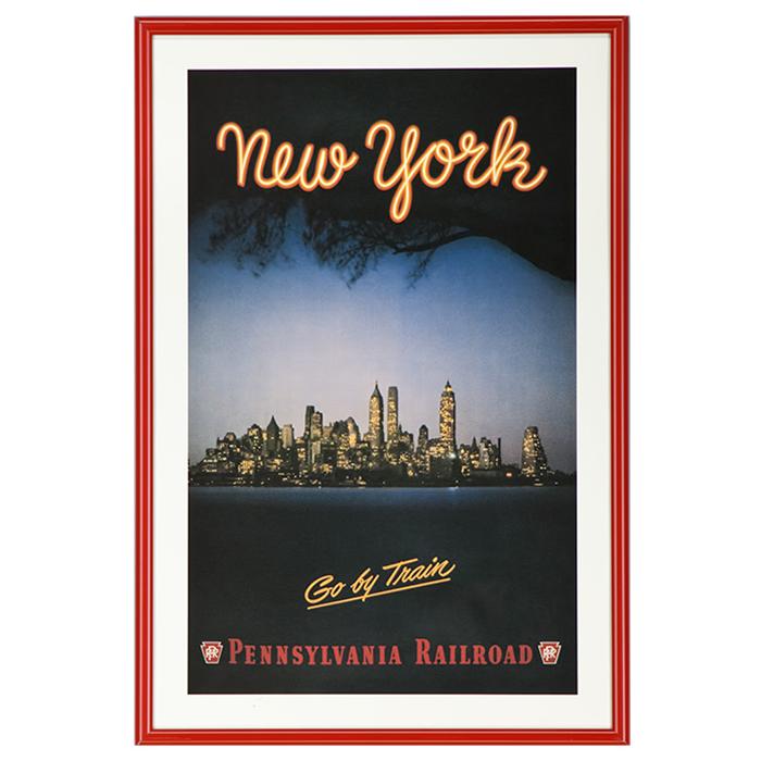 framed New York pennsylvania Railroad advertising poster