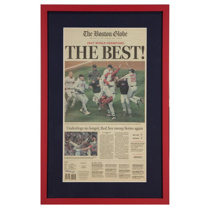 framed "The Best" Globe Newspaper Cover