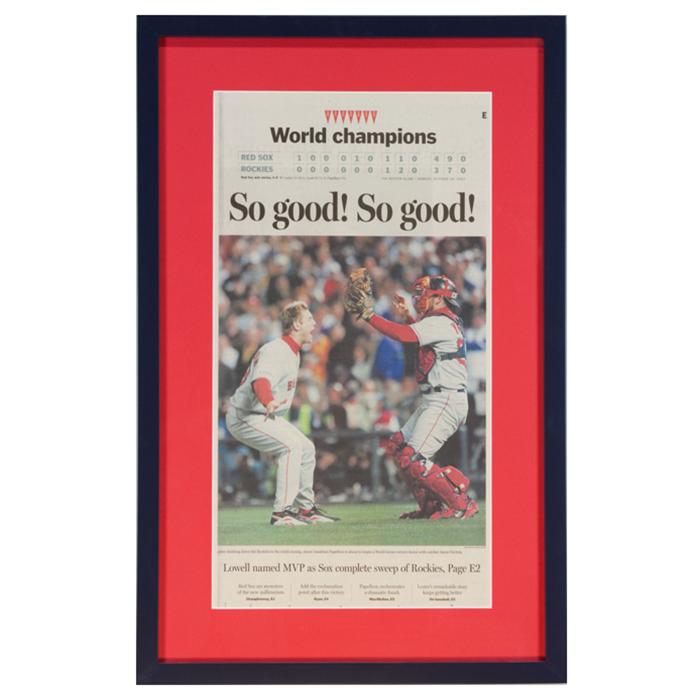 framed "So good! So good!" Globe newspaper cover