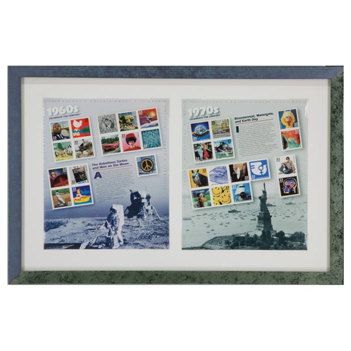 framed postage stampes from 1960's and 1970's